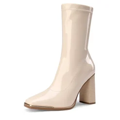 Chunky Square Toe Mid Calf Boots