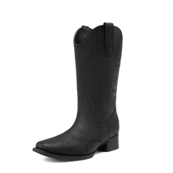 Classic Comfy Square-Toe Mid-Calf Cowboy Boots