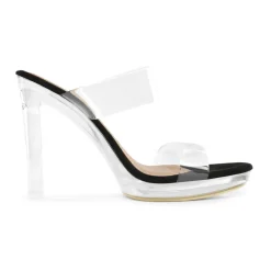 Clear Strap Block Heel Sandals