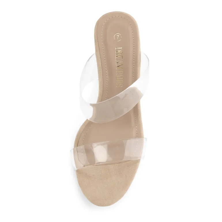 Clear Strap Block Heel Sandals