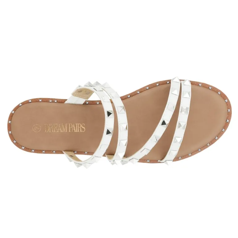 Clear Studded Rhinestone Flat Sandals
