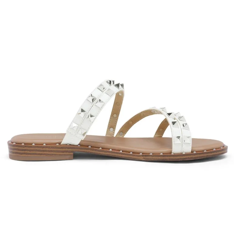 Clear Studded Rhinestone Flat Sandals