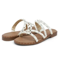 Clear Studded Rhinestone Flat Sandals