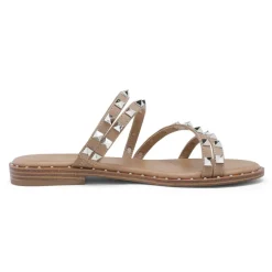 Clear Studded Rhinestone Flat Sandals