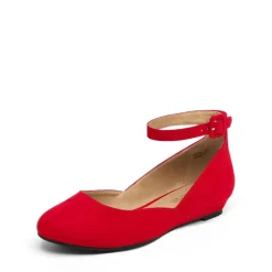 Comfortable Ankle Strap Low Wedge Flats