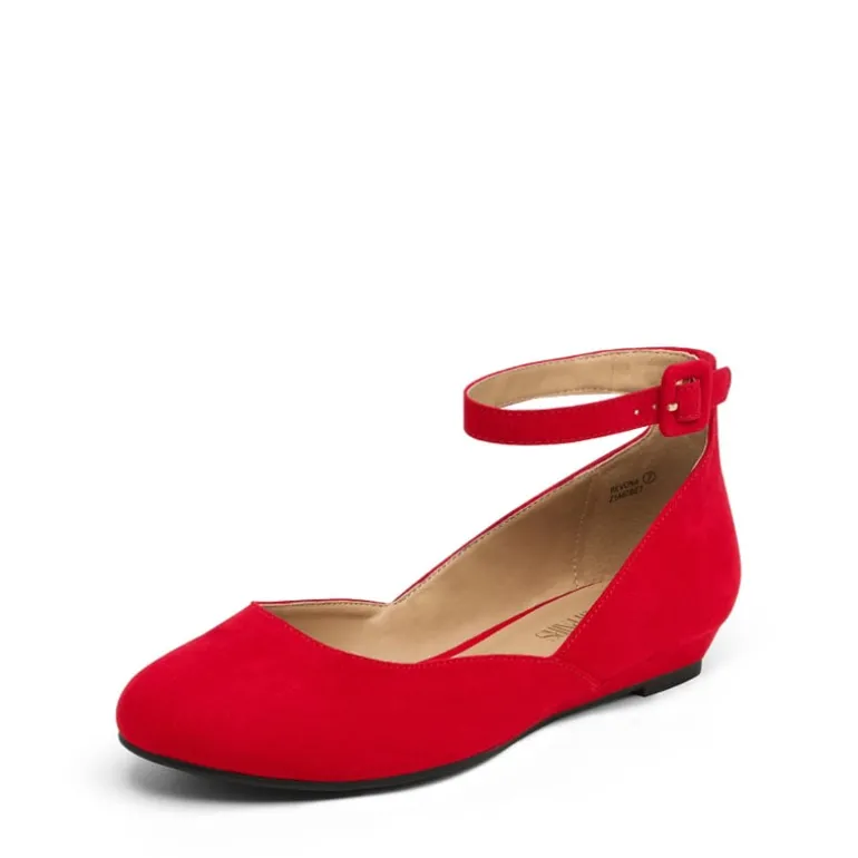 Comfortable Ankle Strap Low Wedge Flats