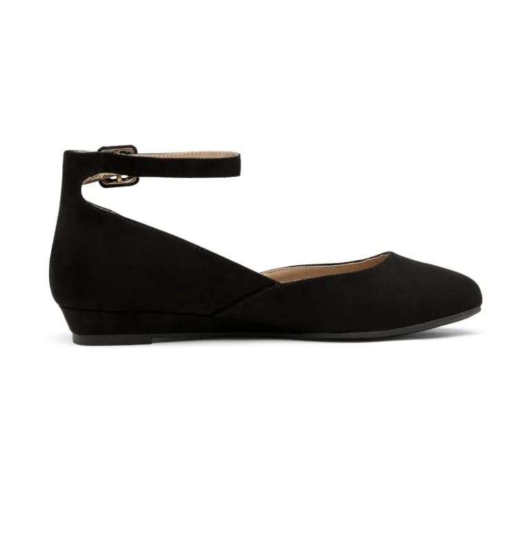 Comfortable Ankle Strap Low Wedge Flats