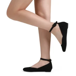 Comfortable Ankle Strap Low Wedge Flats