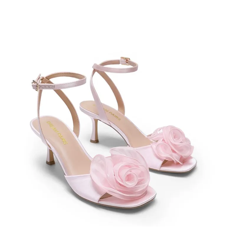 Comfortable Elegant Floral Kitten Heeled Sandals