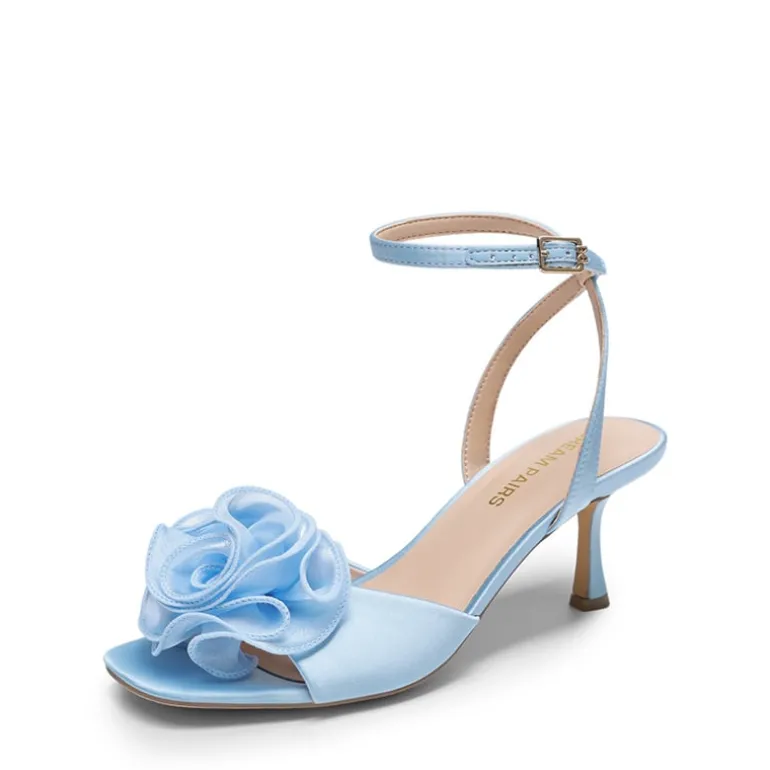 Comfortable Elegant Floral Kitten Heeled Sandals