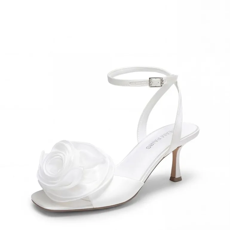 Comfortable Elegant Floral Kitten Heeled Sandals