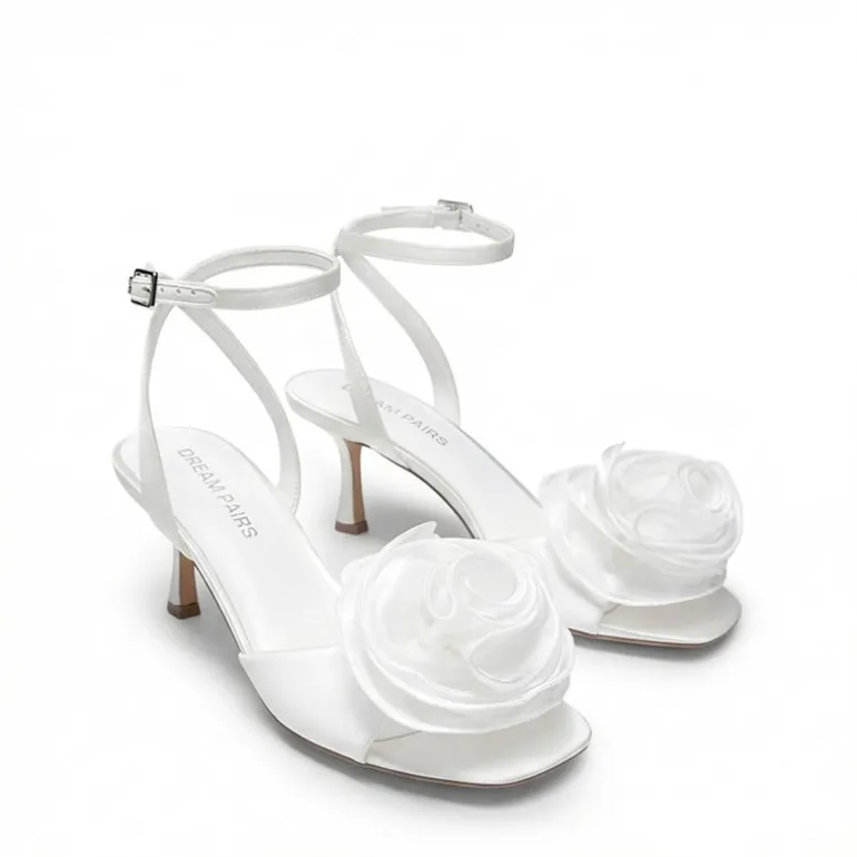 Comfortable Elegant Floral Kitten Heeled Sandals