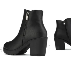 Comfortable Low Heel Chunky Ankle Boots