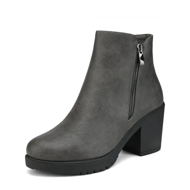 Comfortable Low Heel Chunky Ankle Boots