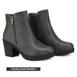 Comfortable Low Heel Chunky Ankle Boots