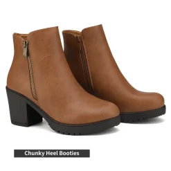 Comfortable Low Heel Chunky Ankle Boots