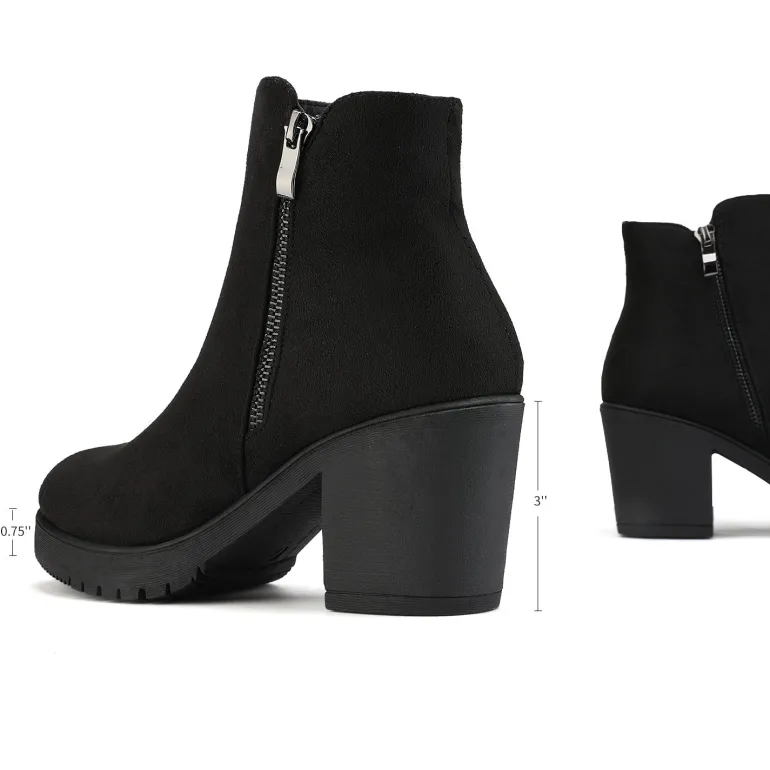 Comfortable Low Heel Chunky Ankle Boots