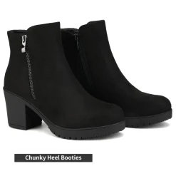 Comfortable Low Heel Chunky Ankle Boots