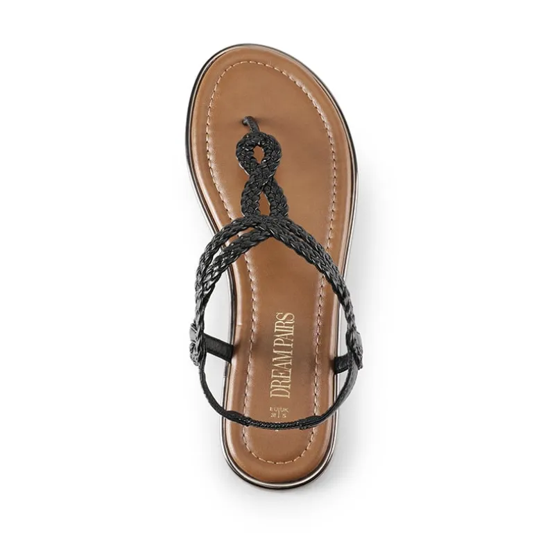Comfortable T-Strap Thong Flat Sandals