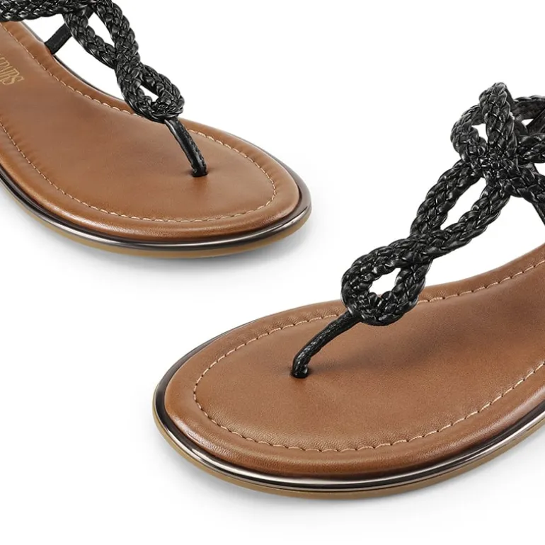 Comfortable T-Strap Thong Flat Sandals