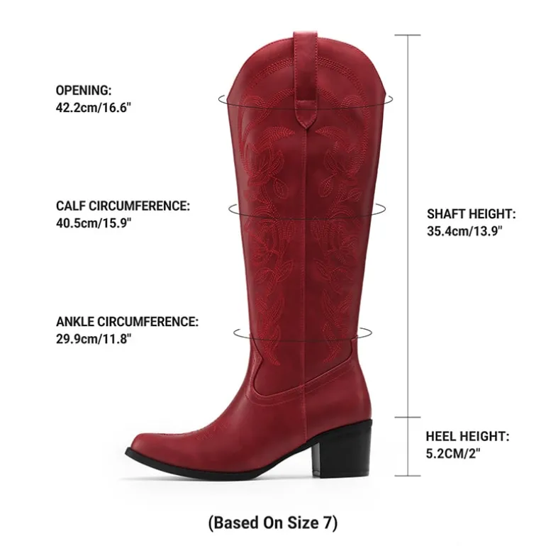 Comfort Square-toe Knee-high Cowboy Boots