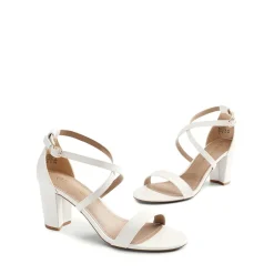 Criss Cross Chunky Heel Ankle Strap Sandals