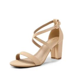 Criss Cross Chunky Heel Ankle Strap Sandals