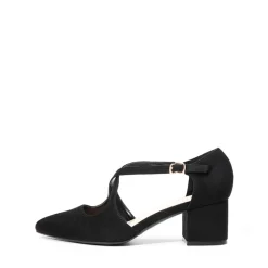 Criss-Cross Chunky Heel Pumps