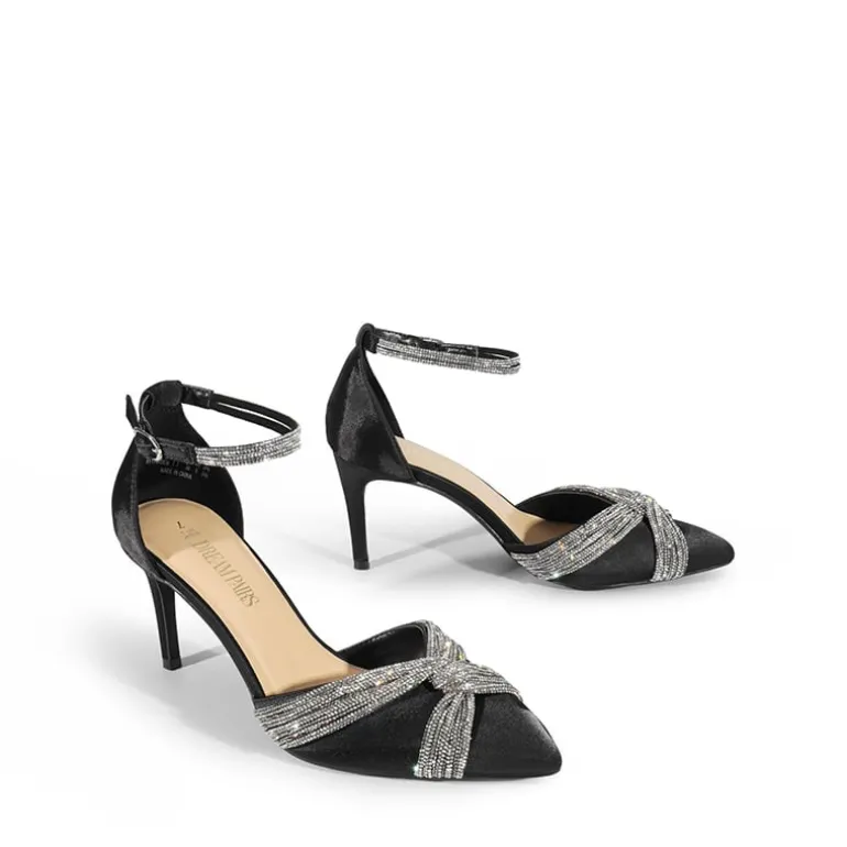 Crisscross Rhinestone Straps Pumps