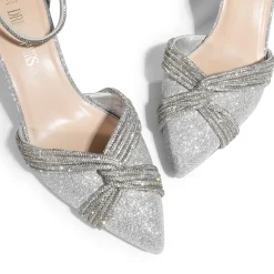 Crisscross Rhinestone Straps Pumps