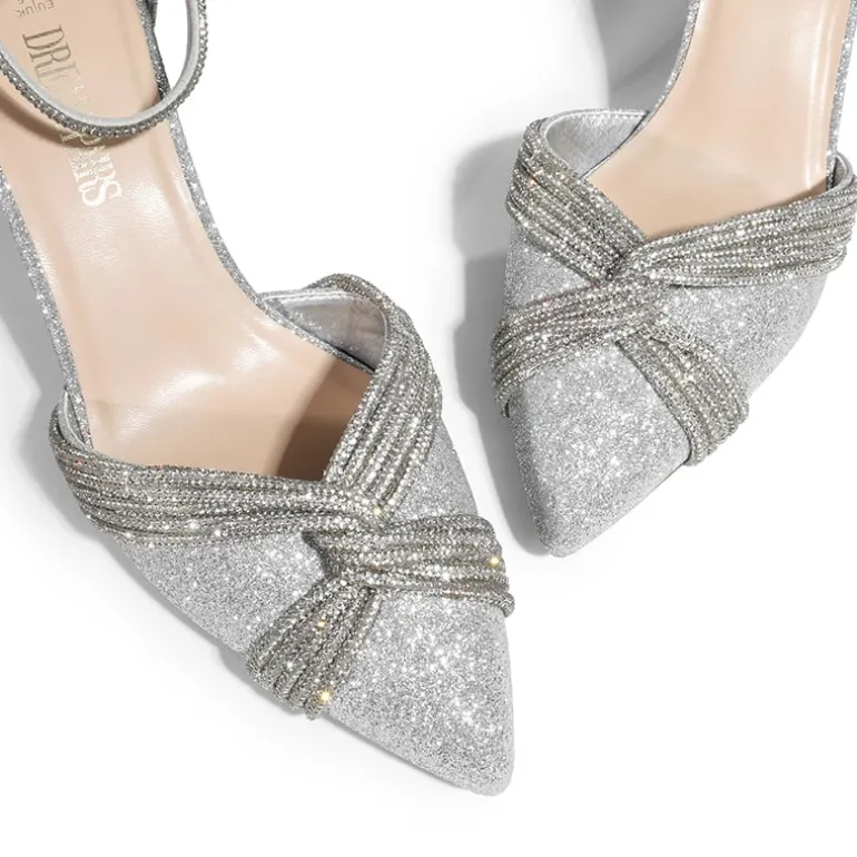 Crisscross Rhinestone Straps Pumps