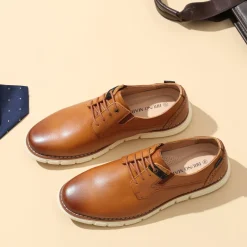[CrossFlex NeatPolish-] Men's Vegan Leather Oxford Dress Sneakers