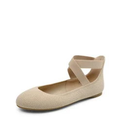 Crossover Ankle Strap Knit Ballet Flats