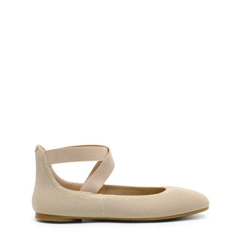 Crossover Ankle Strap Knit Ballet Flats