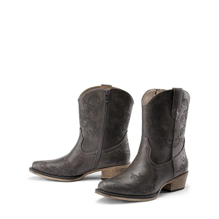 Cuban Heel Cowgirl Ankle Boots