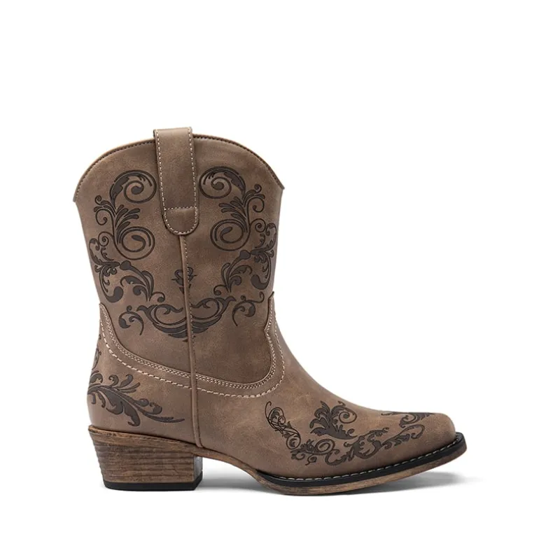 Cuban Heel Cowgirl Ankle Boots