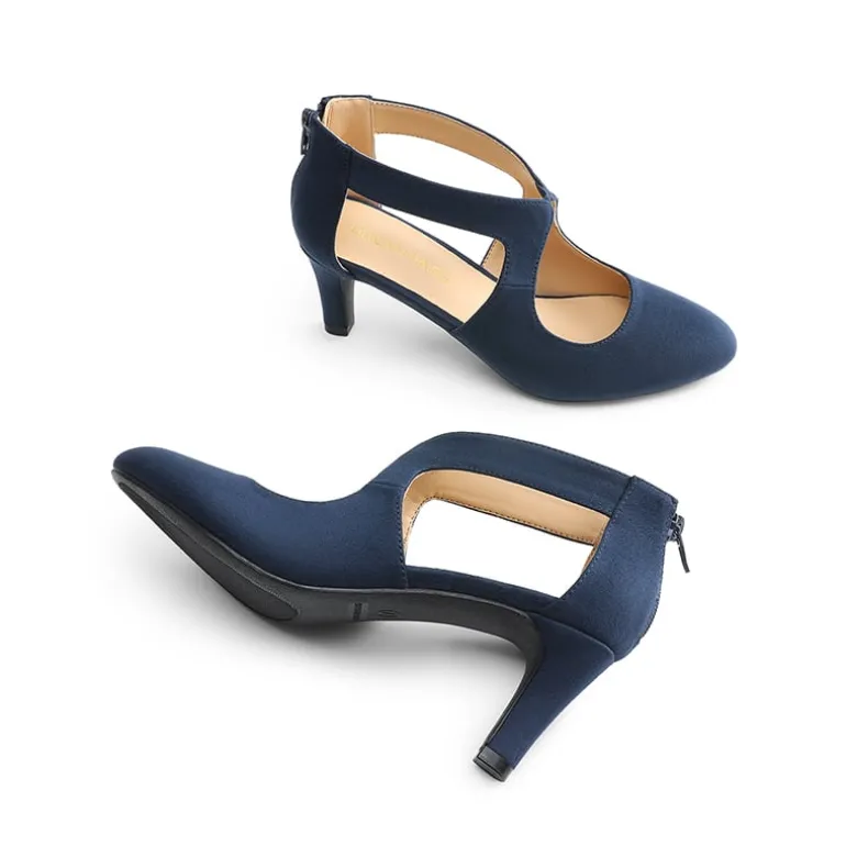 Cutout Pointy Toe Kitten Heel Pumps