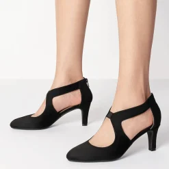 Cutout Pointy Toe Kitten Heel Pumps