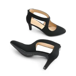 Cutout Pointy Toe Kitten Heel Pumps