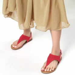 Cut Out Rhinestone Flat Sandals