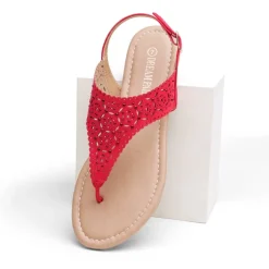 Cut Out Rhinestone Flat Sandals