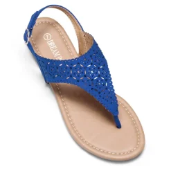 Cut Out Rhinestone Flat Sandals