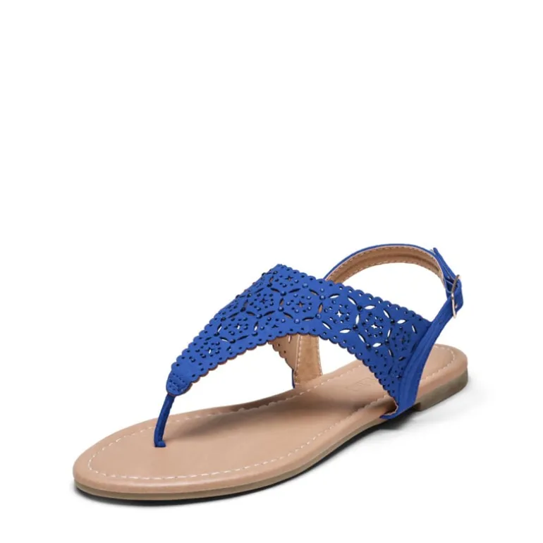 Cut Out Rhinestone Flat Sandals