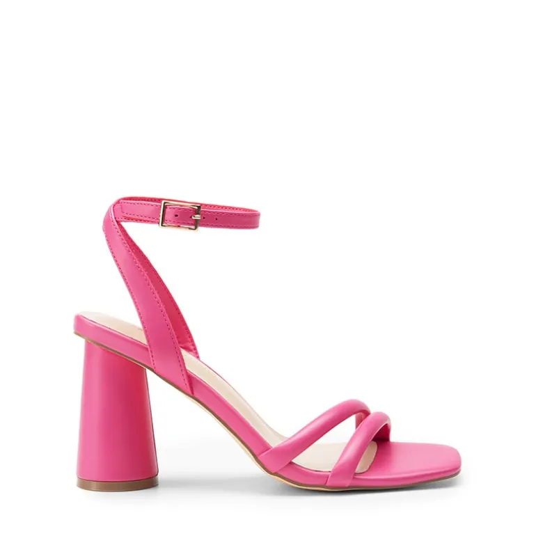Cylindrical Ankle-Strap Heel Sandals