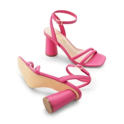 Cylindrical Ankle-Strap Heel Sandals