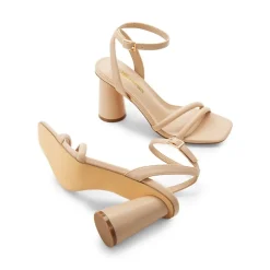 Cylindrical Ankle-Strap Heel Sandals