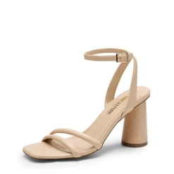 Cylindrical Ankle-Strap Heel Sandals