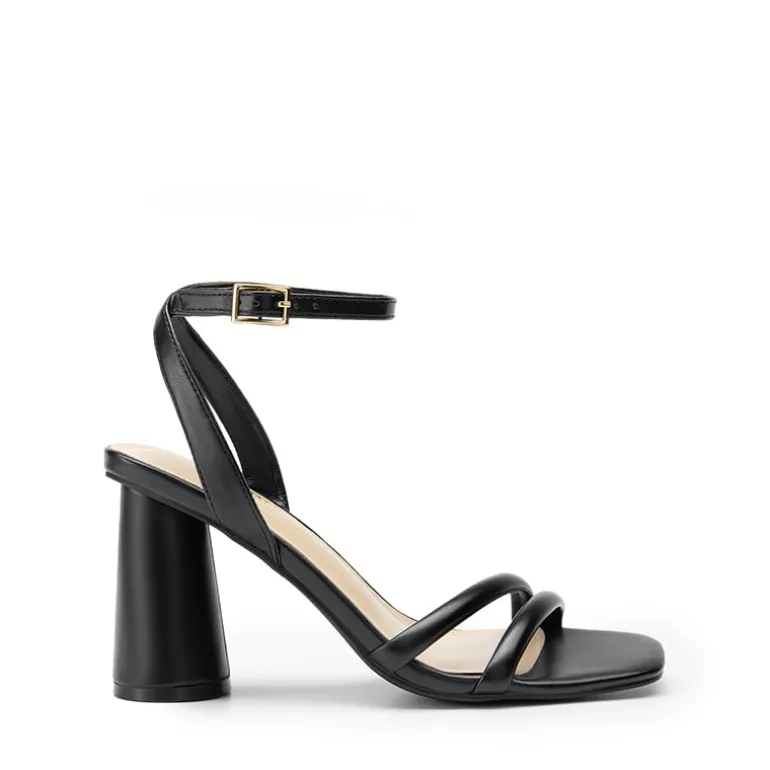 Cylindrical Ankle-Strap Heel Sandals