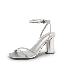 Cylindrical Ankle-Strap Heel Sandals