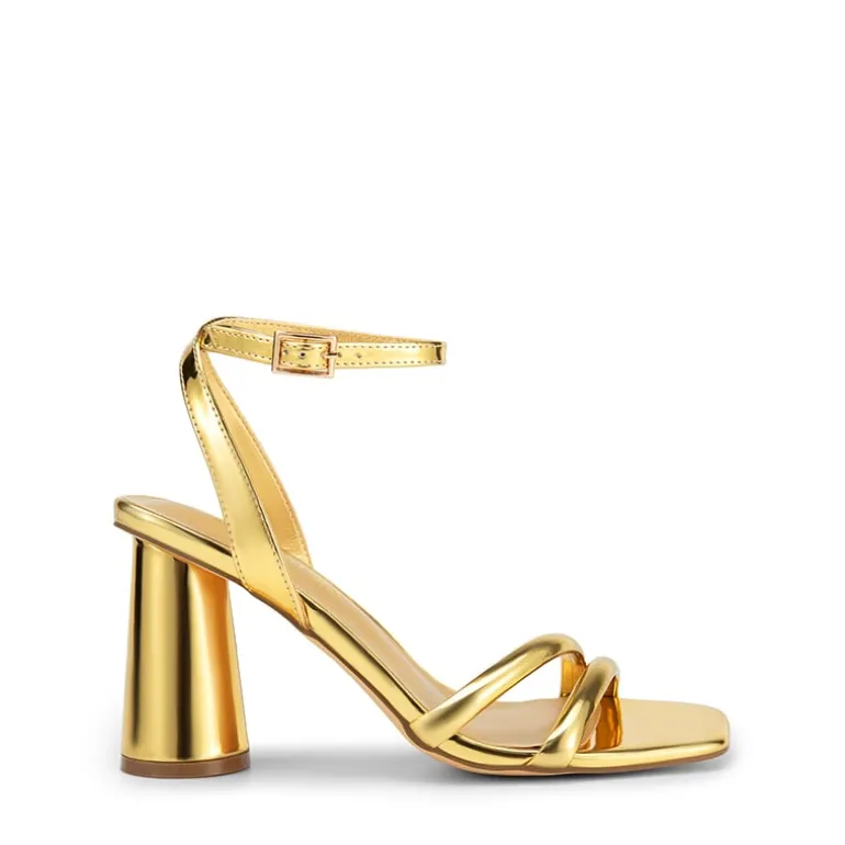 Cylindrical Ankle-Strap Heel Sandals
